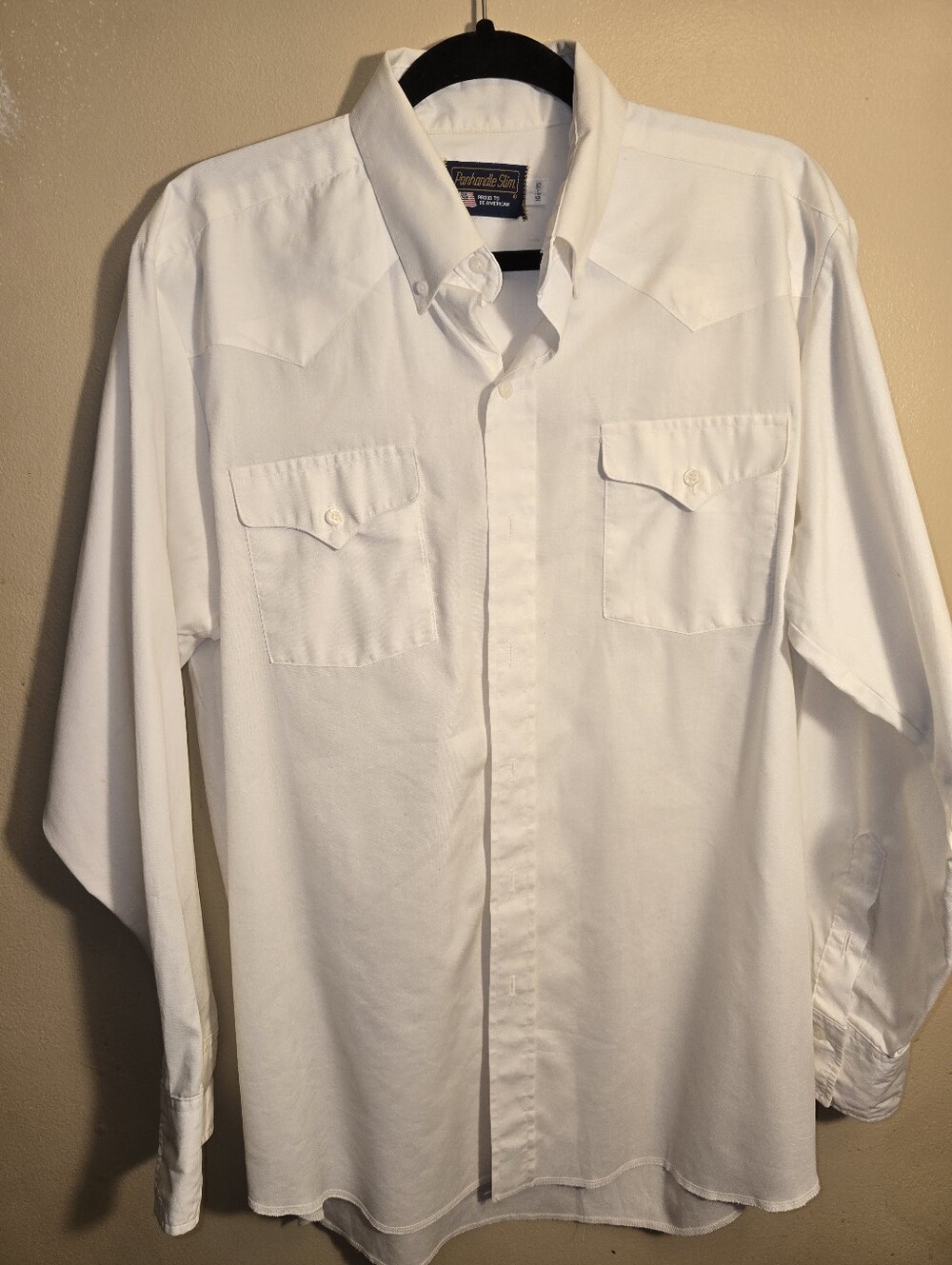 Classic White Long-Sleeve Western Shirt - Men Vintage Cowboy Panhandle Slim